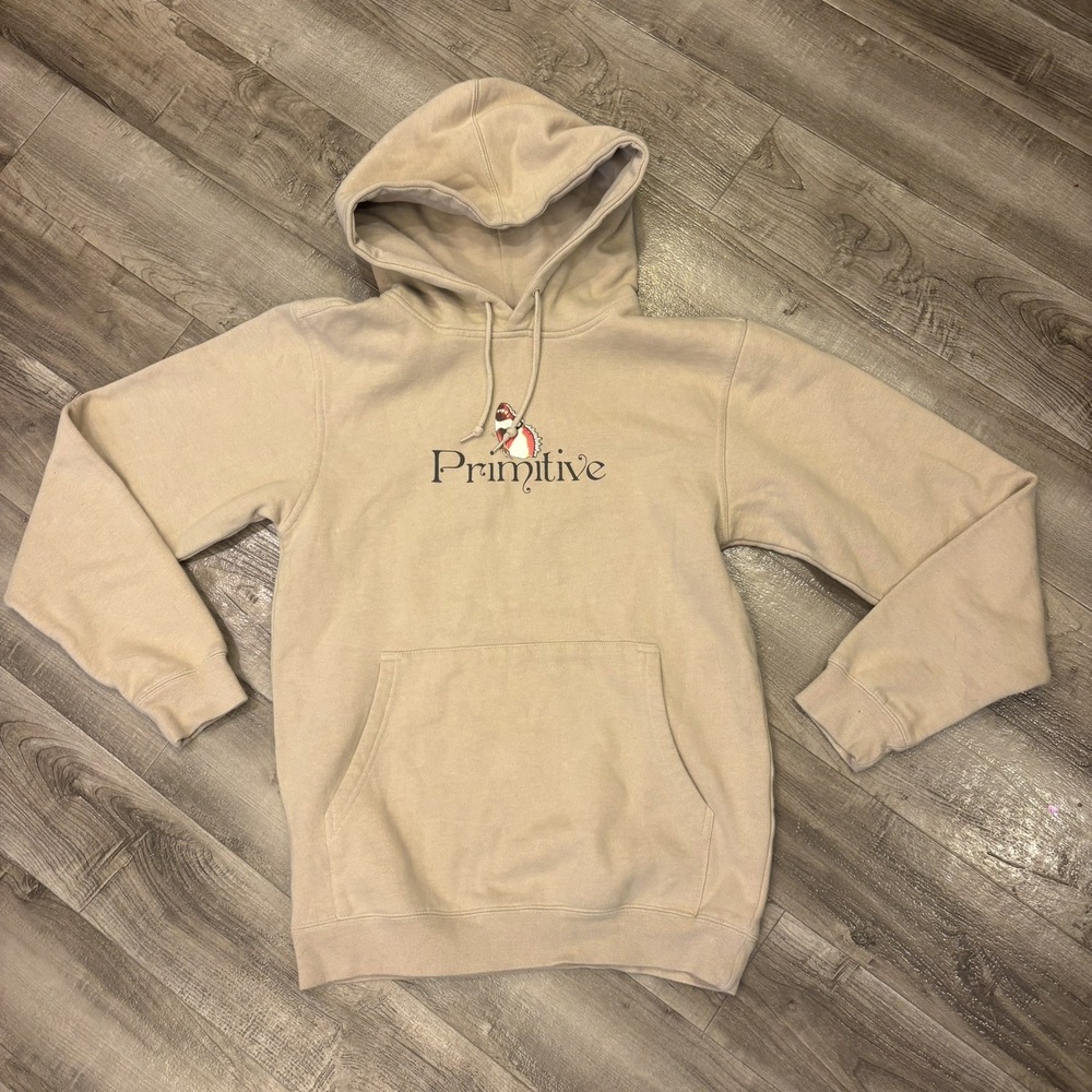 Primitive tan Fleece Hoodie Pullover size small for Men butterfly print